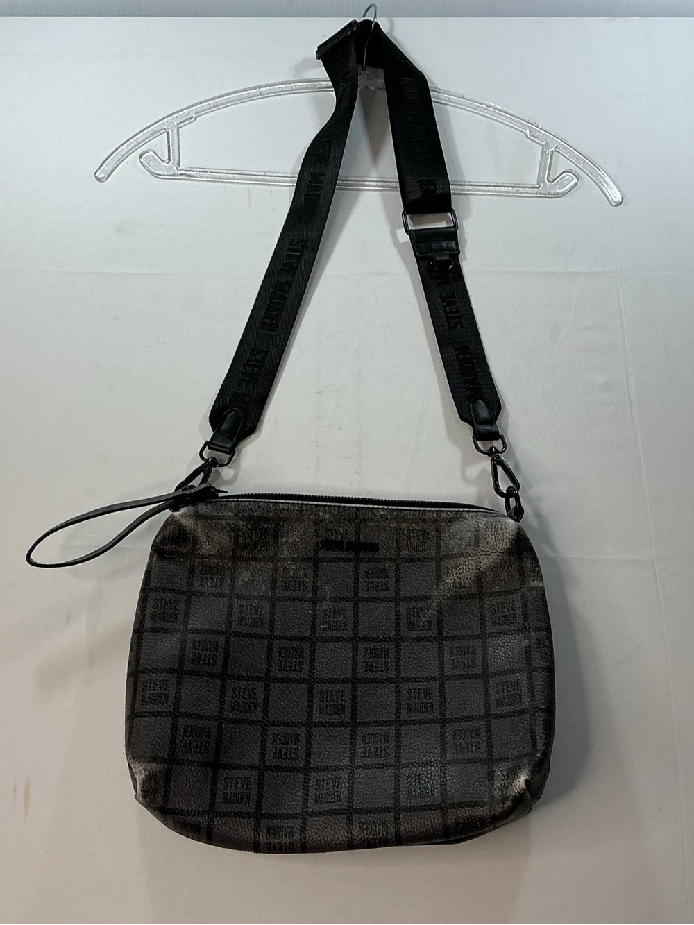 Steve Madden Gray Monogram Grid Pouch